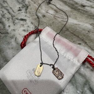Coach Silver and Gold Dog Tag Necklace